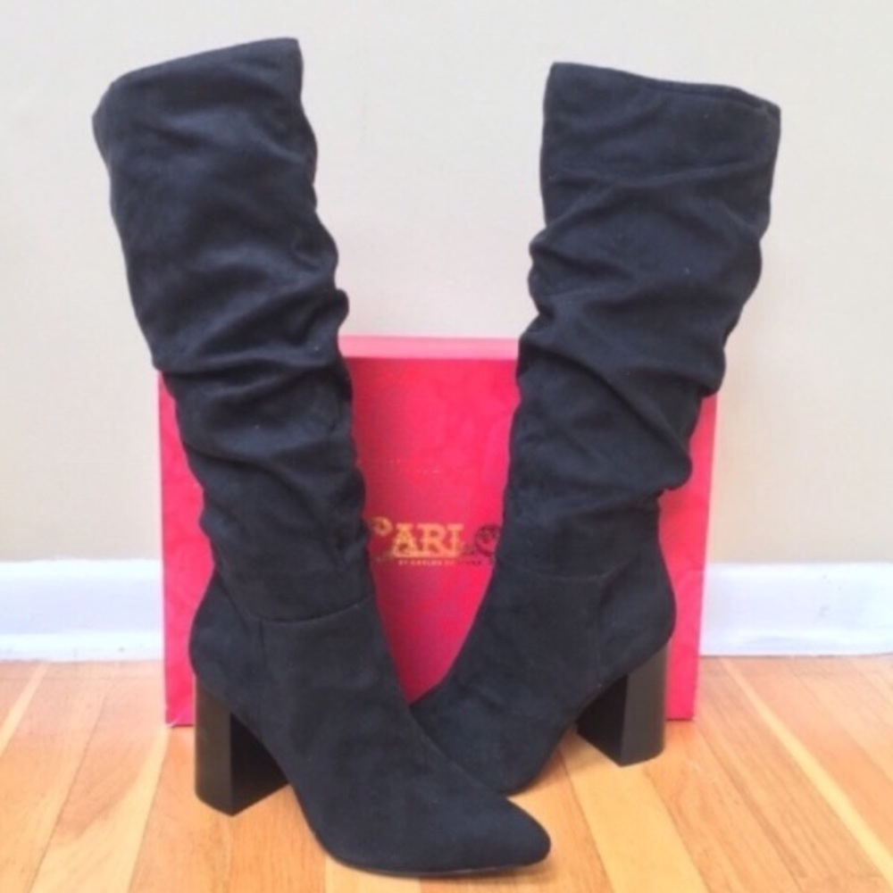 CARLOS SANTANA Khandi Black Faux Suede Tall Slouch Boots Size 10